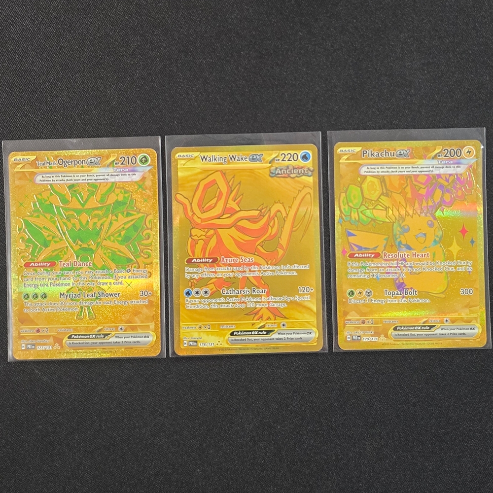 Pokemon Prismatic Evolutions Card Lot of 3 Hyper Rare Gold Set